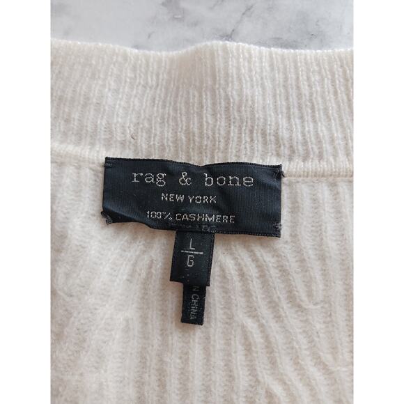 RAG & BONE New York V-neck 100% Cashmere Sweater Ivory Large Capsule Wardrobe - Picture 4 of 7